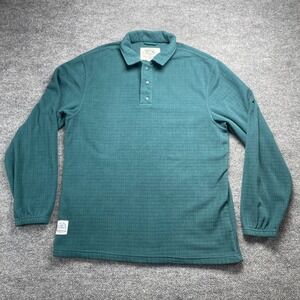 Bearded Goat Mens XL Grid Fleece Snap Pullover Teal Green Long Sleeve Hiking Top